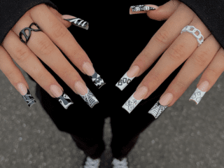 black and white halloween nail designs