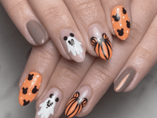 orange, brown, white, black disney halloween nail designs