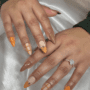 pumpkin nail designs (orange, checkered pattern, pumpkin drawing)