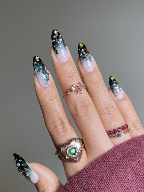 dark green french tip christmas nail designs