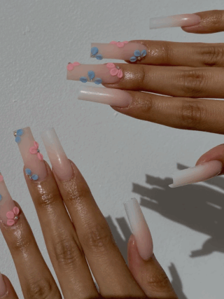 pink and blue gender reveal nail designs