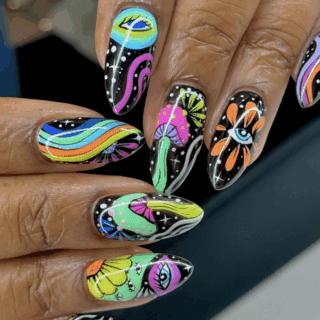 colorful trippy nail designs