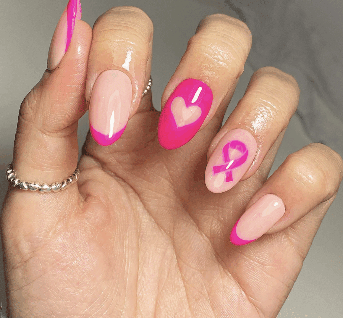 Pink breast cancer designs for nails