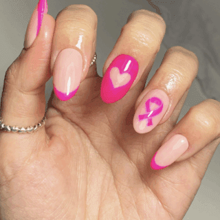 Pink breast cancer designs for nails
