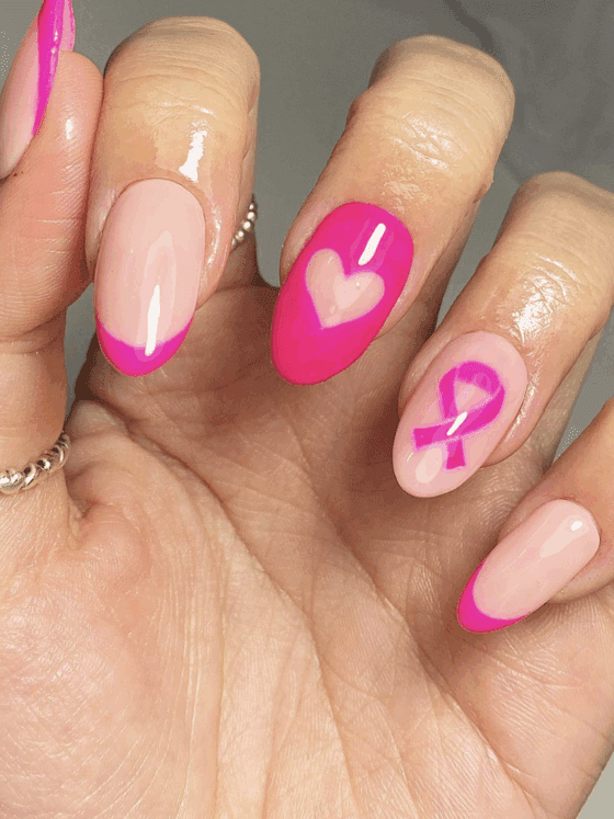 Pink breast cancer designs for nails