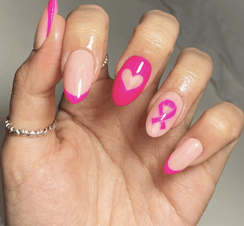 Pink breast cancer designs for nails