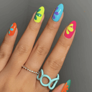 floral different color summer nails