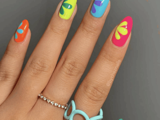 floral different color summer nails