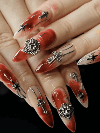 Red Emo nail designs