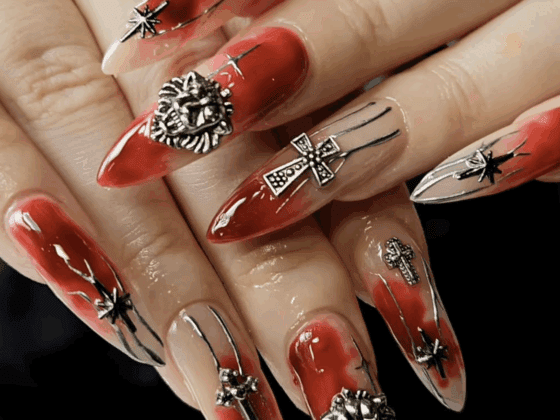 Red Emo nail designs