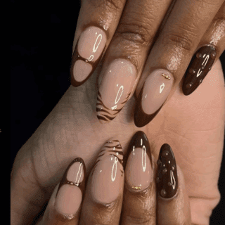 oval chocolate nail designs