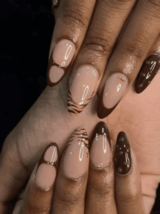 oval chocolate nail designs