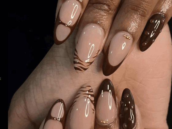oval chocolate nail designs