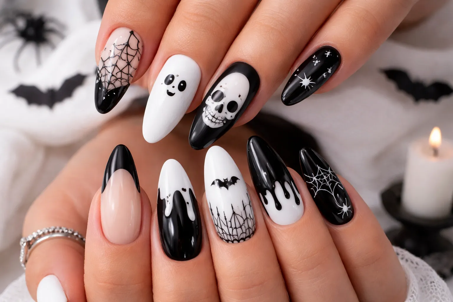 Black and White Halloween Nails That Never Miss