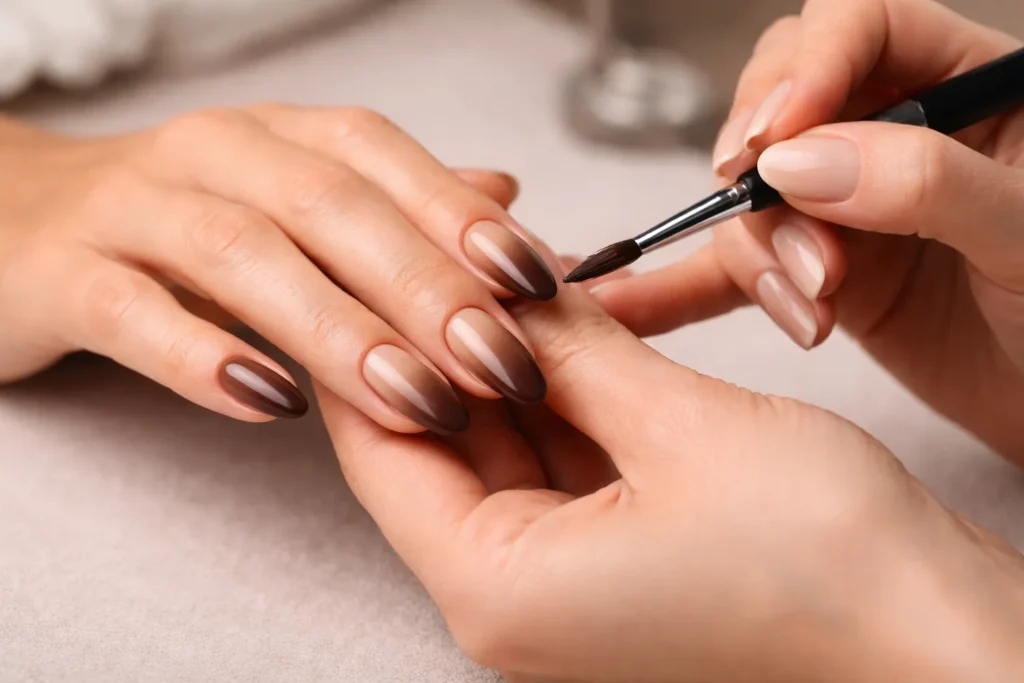 Brown Ombre Nails 2