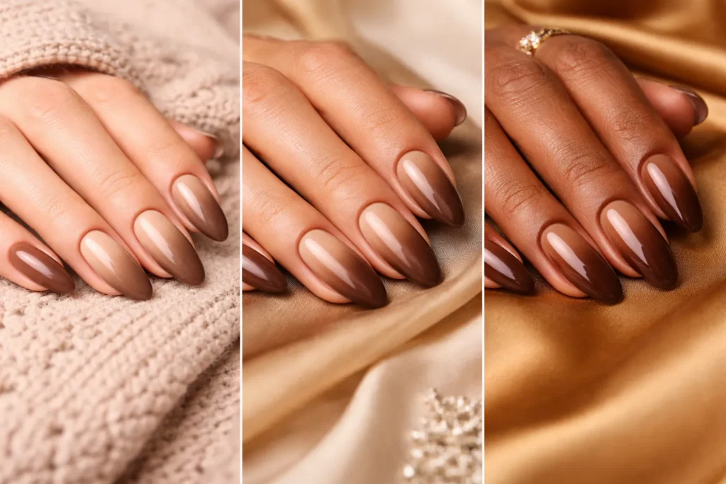 Brown Ombre Nails 4