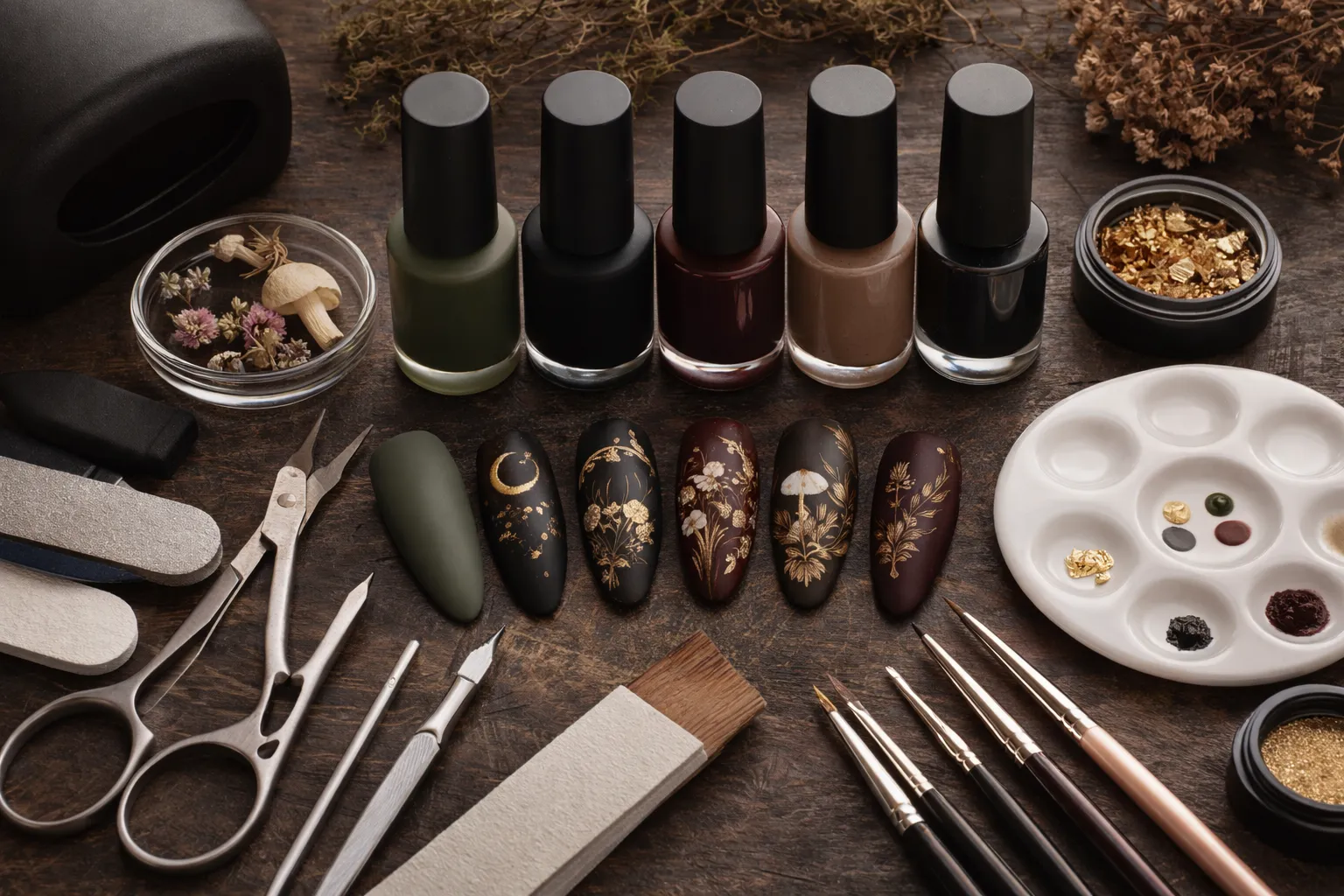 Dark Cottagecore Nails 1