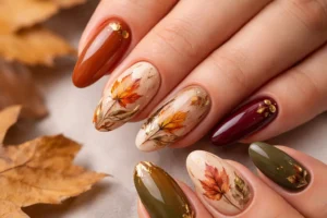 Fall Leaf Nail Art 1