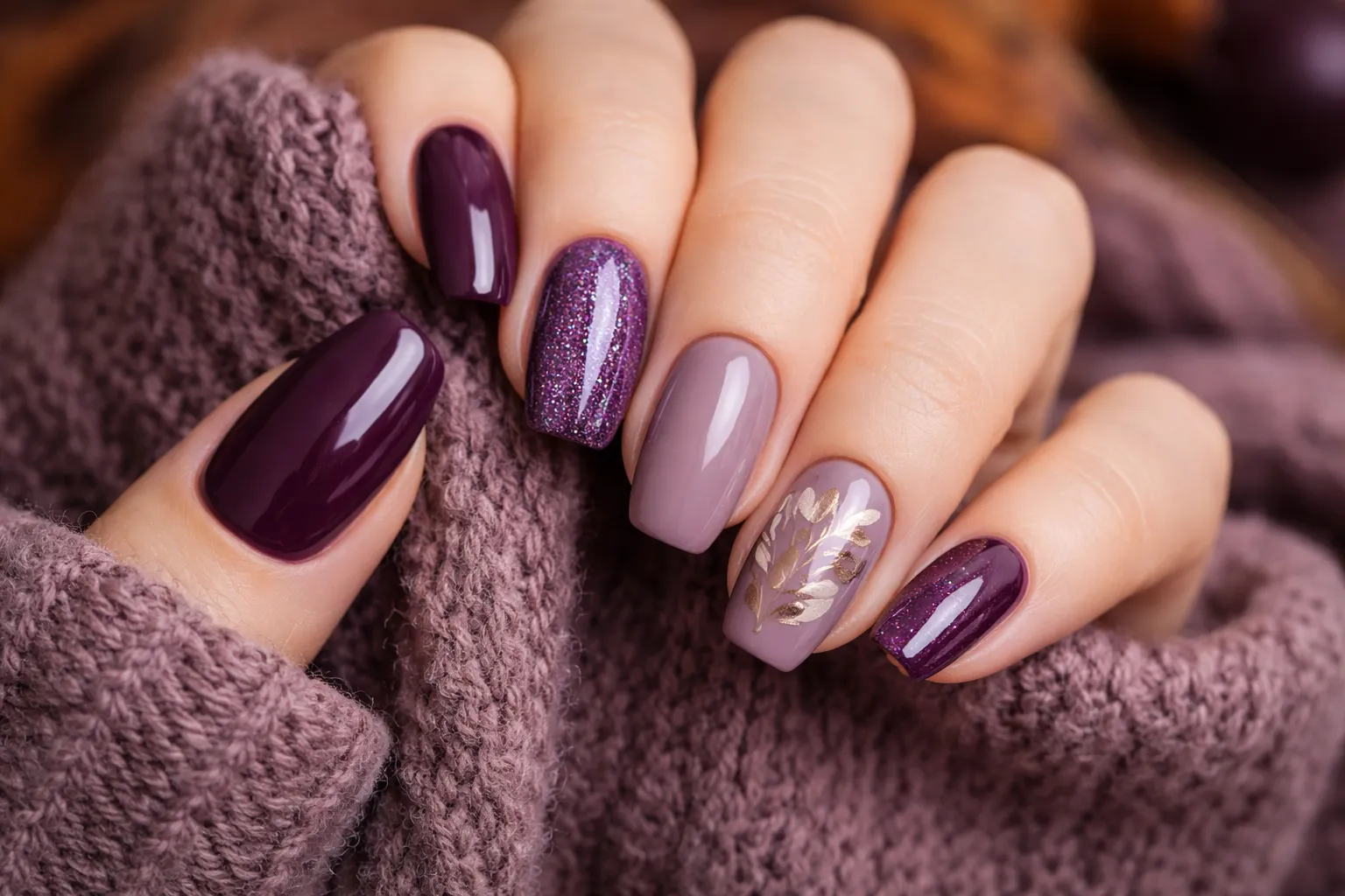 Fall Purple Nails