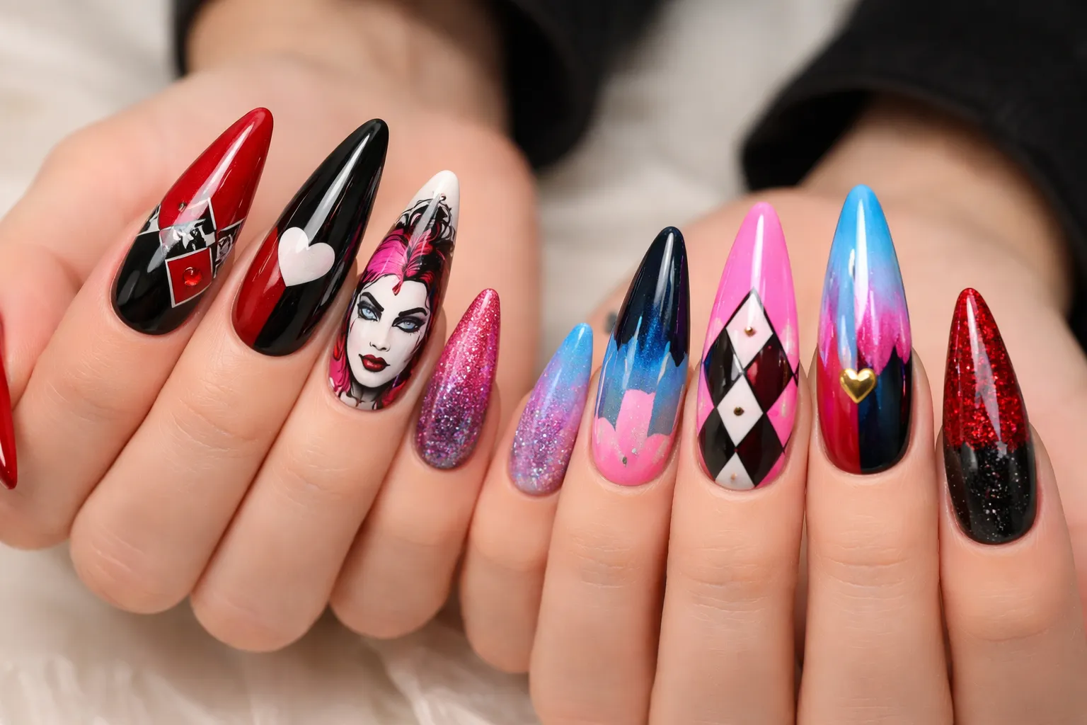 Harley Quinn Nails 1