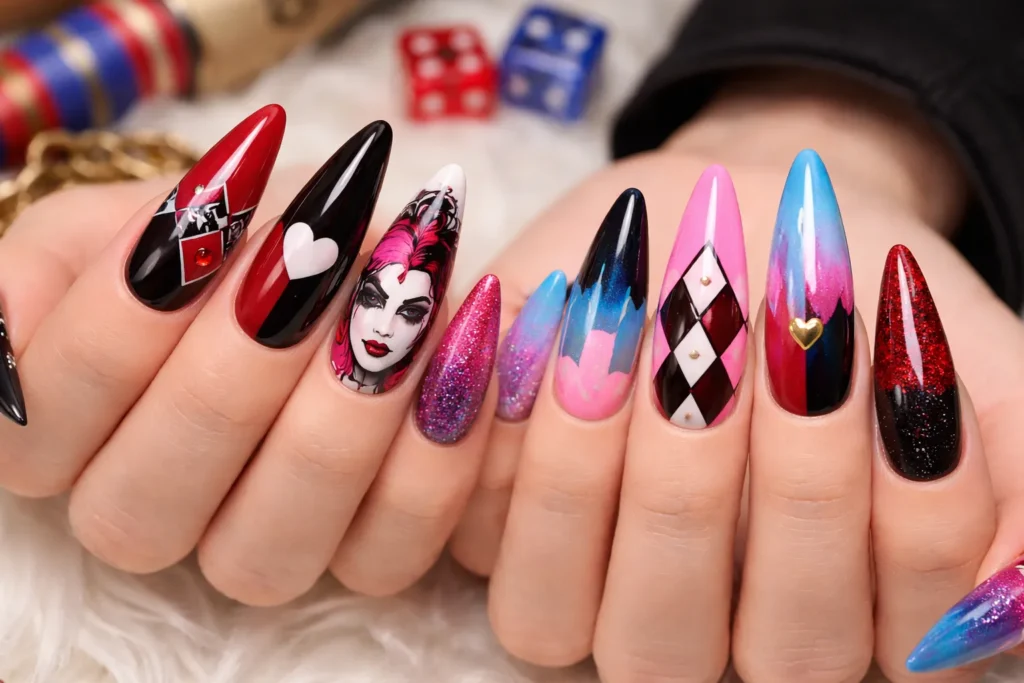 Harley Quinn Nails 3