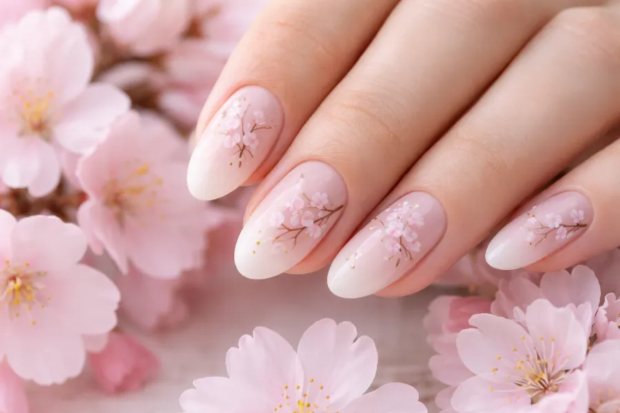 Japanese Cherry Blossom Nail Art (1)
