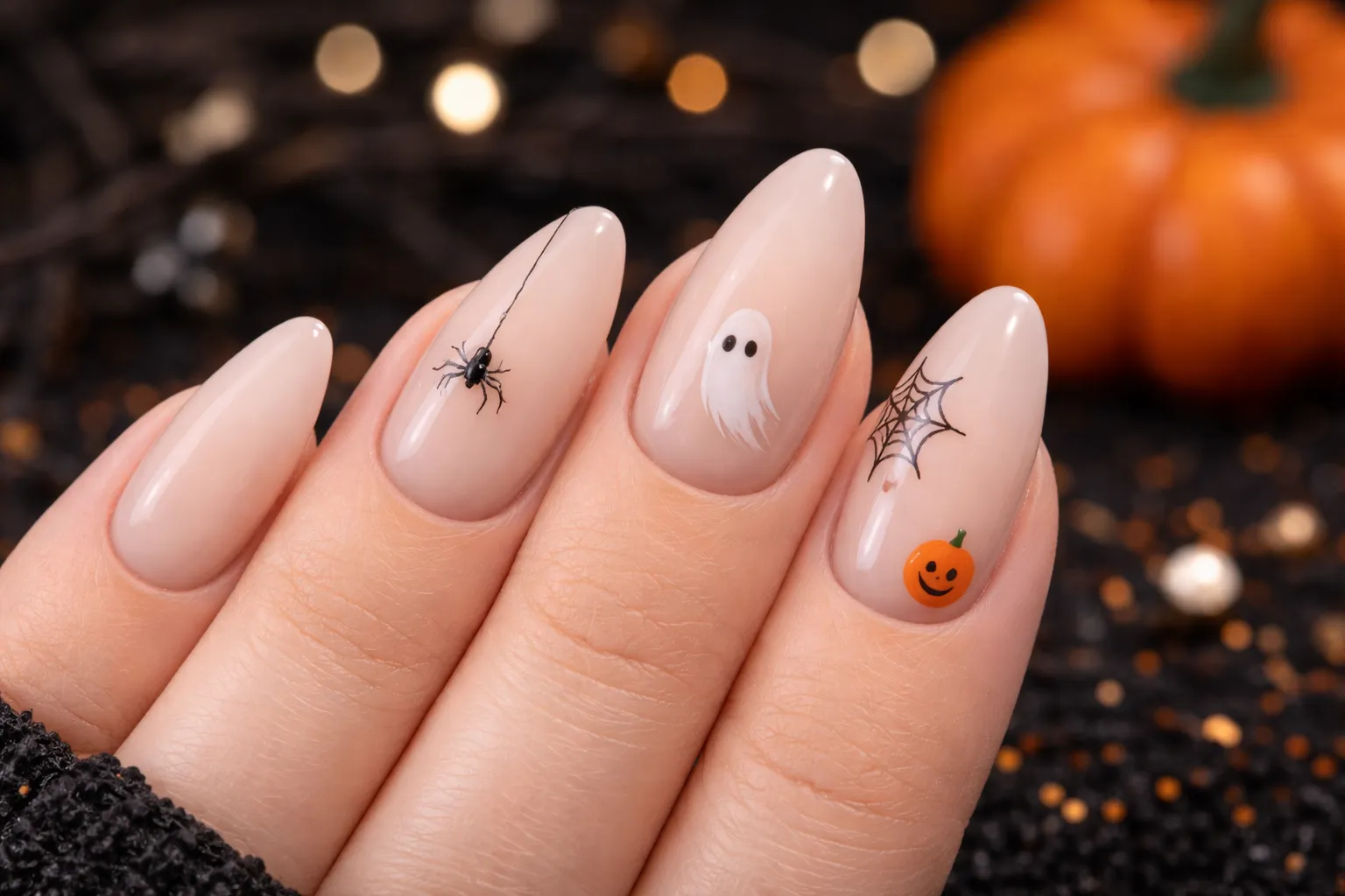 Minimalist Halloween Almond Nails