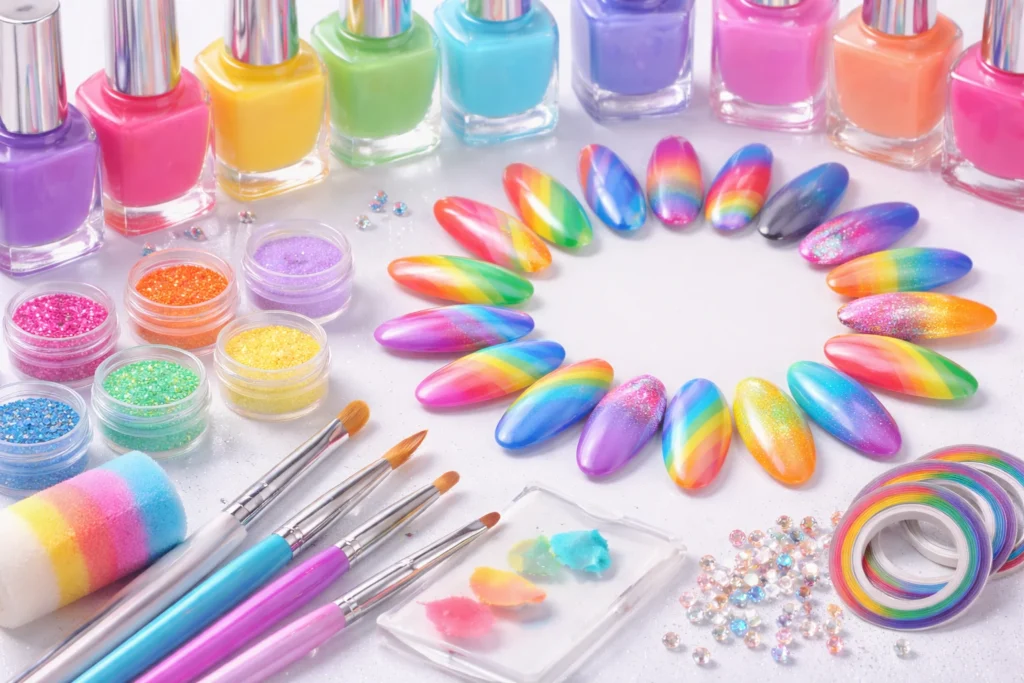 Nail Art Rainbow Design 2