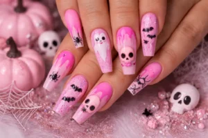 Pink Halloween Nails