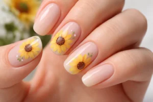 Simple Sunflower Nails 1