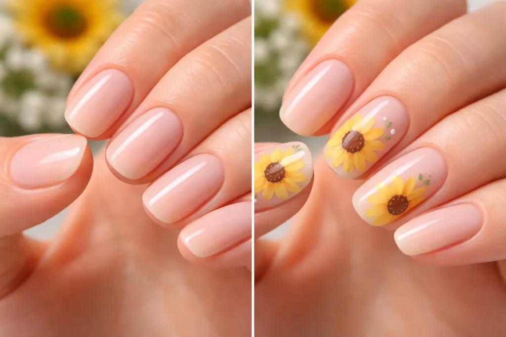 Simple Sunflower Nails 3