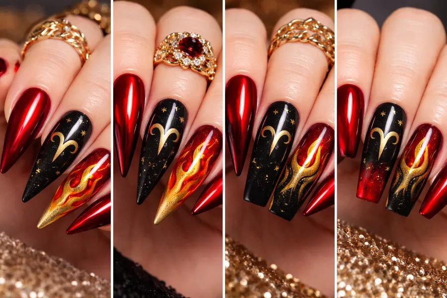 aries zodiac aries nails (2)