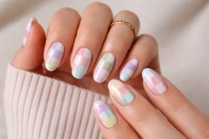 pastel checkered nails (1)