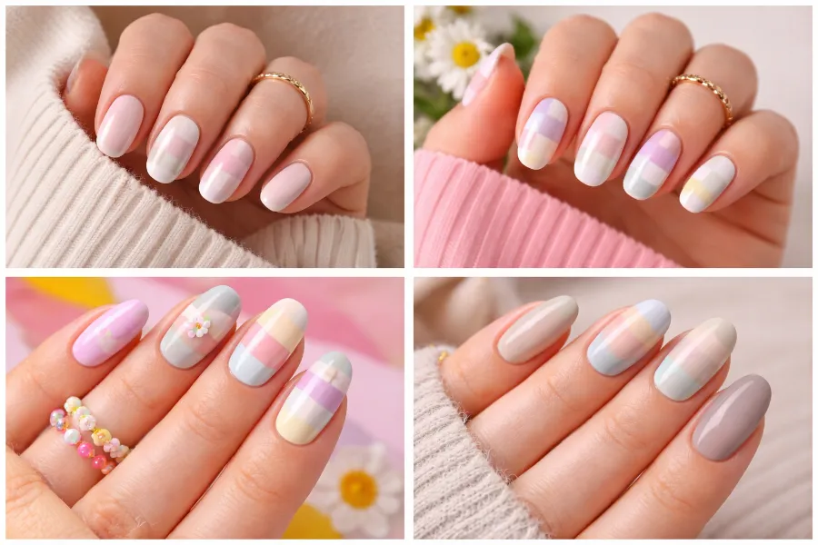 pastel checkered nails (2)