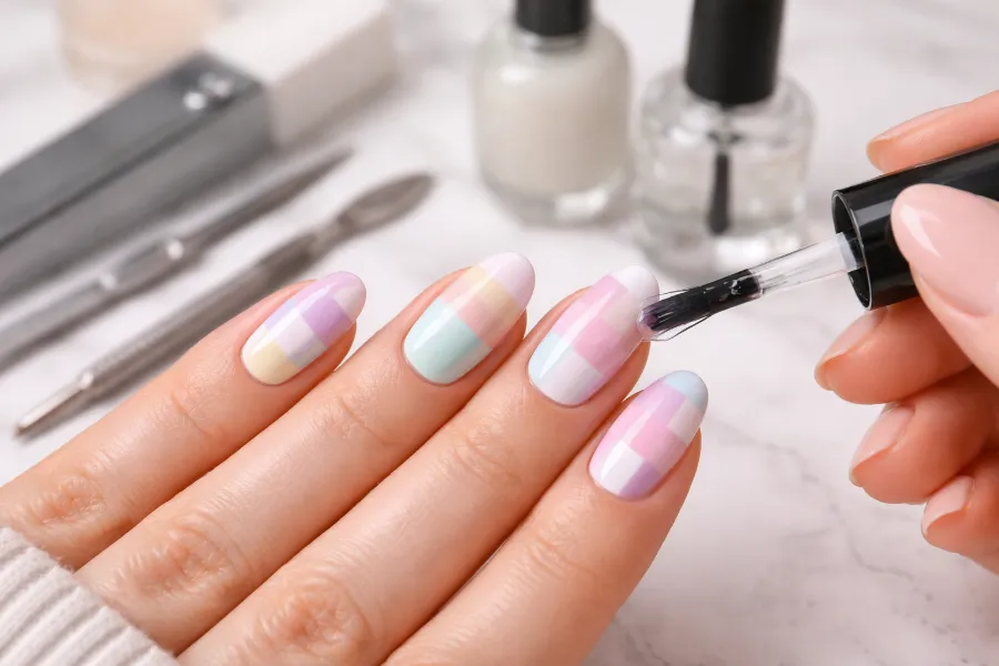 pastel checkered nails (3)