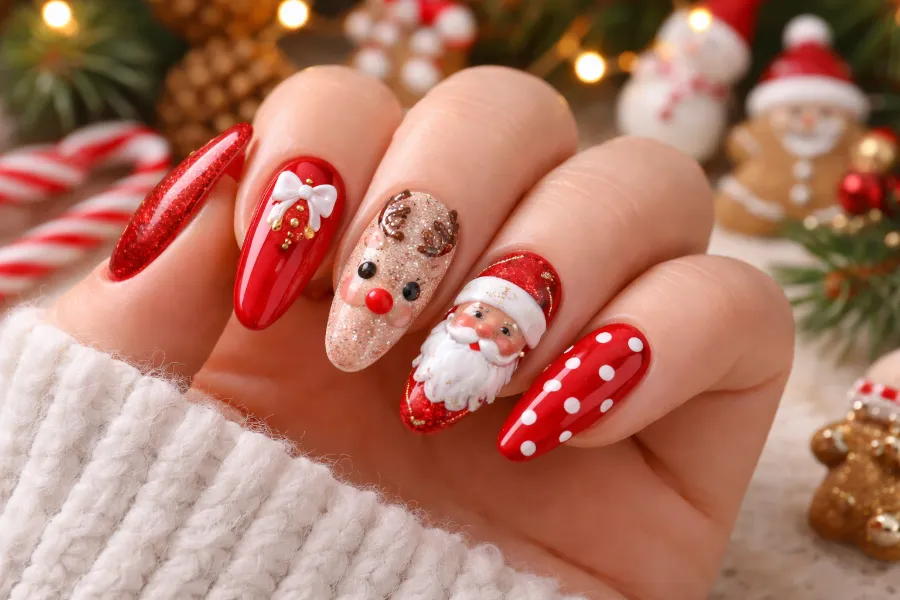 red christmas nail ideas (2)