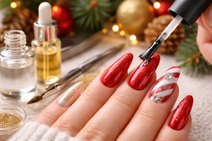 red christmas nail ideas (3)