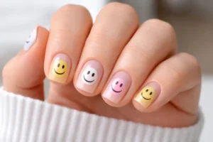smiley face nails short (1)