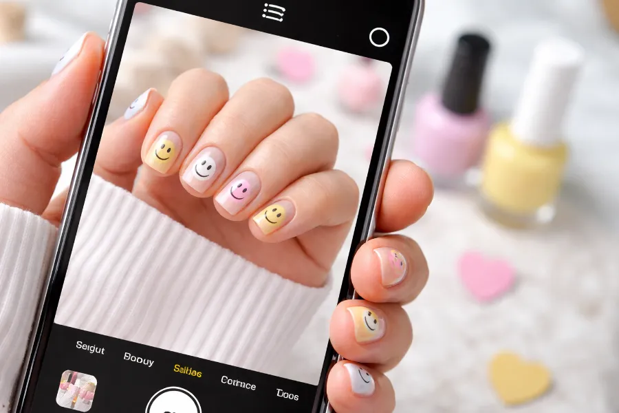 smiley face nails short (3)