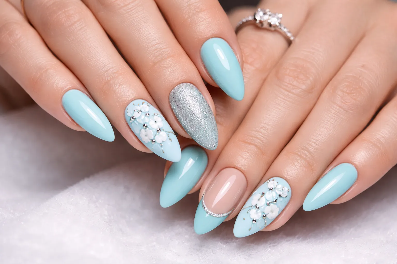 tiffany blue nails design
