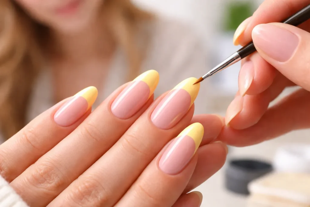 yellow french tip nails 5