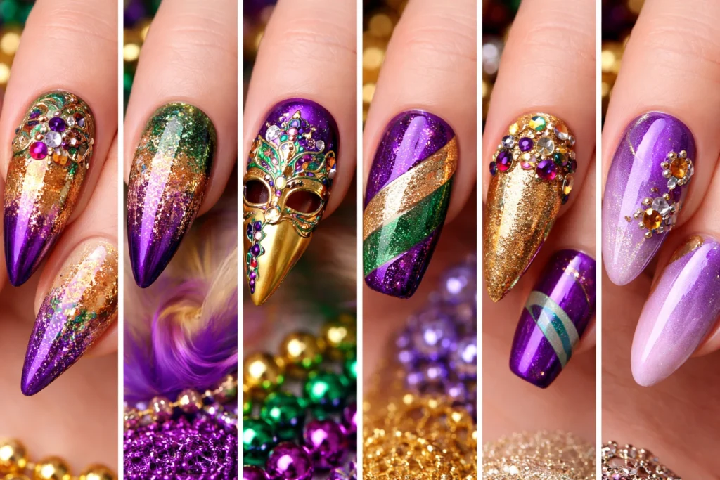 Best Nail Shapes for Mardi Gras Designs 3