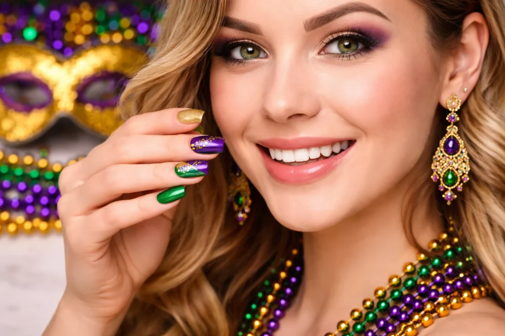 Easy DIY Mardi Gras Nail Designs at Home 3