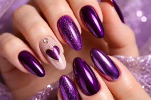 Jewel Tone Purple Valentine Nails 1
