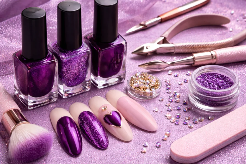 Jewel Tone Purple Valentine Nails 2