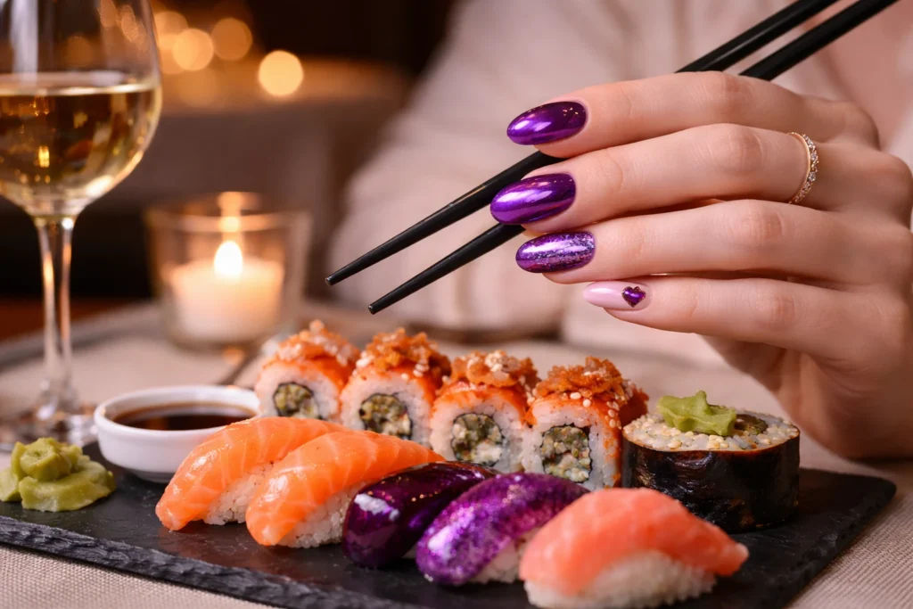 Jewel Tone Purple Valentine Nails 4