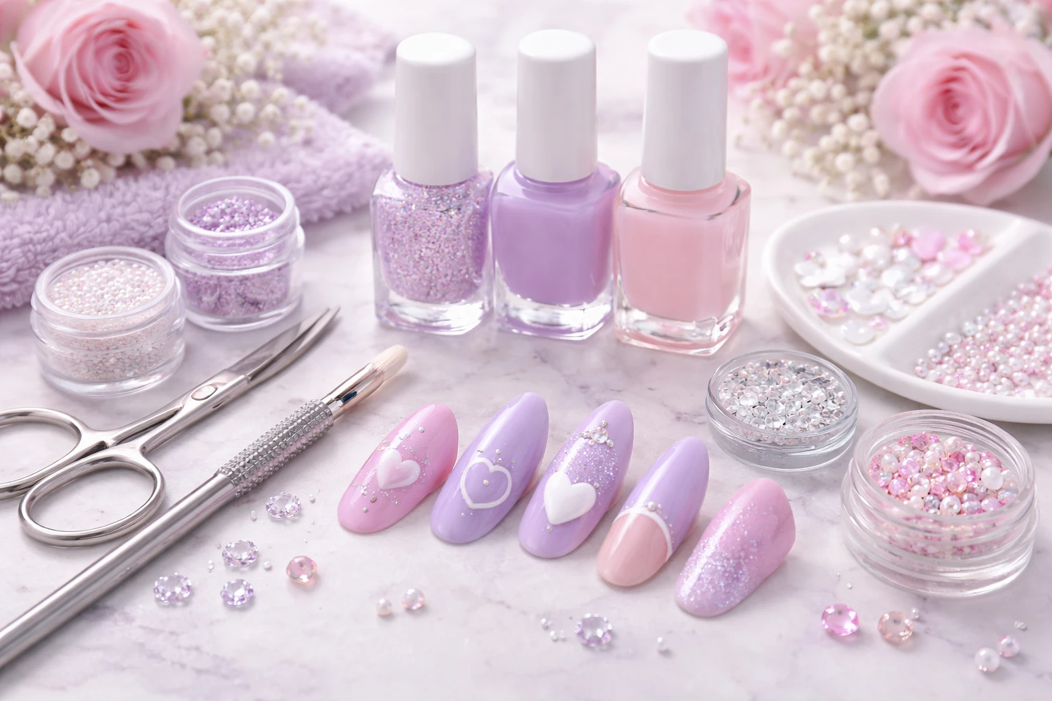 Lavender Purple Valentine’s Nails 1