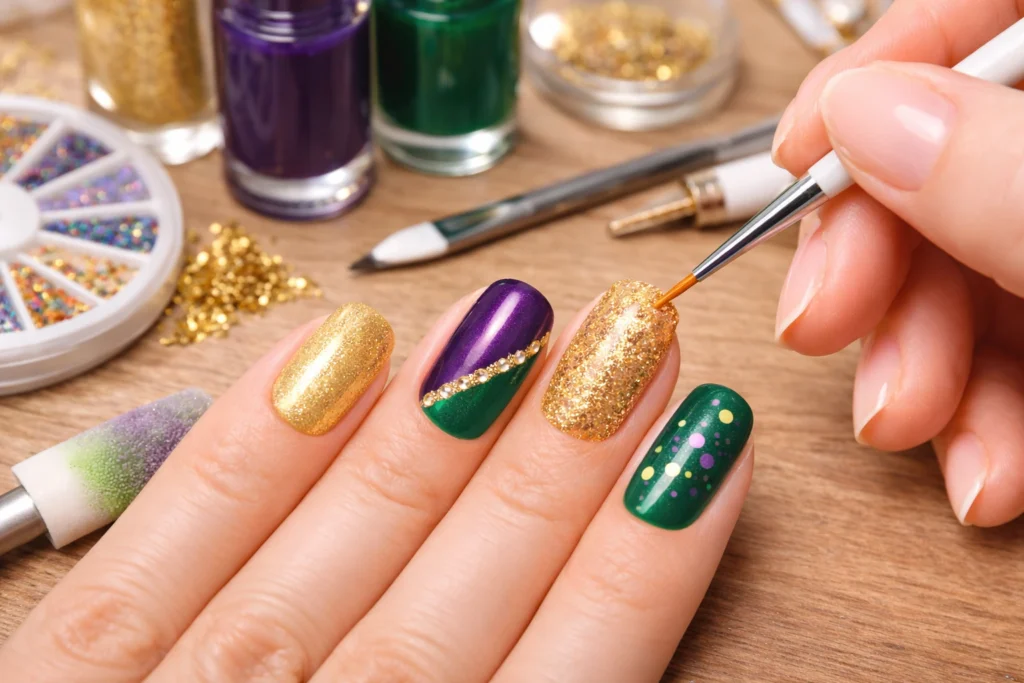 Mardi Gras Nail Designs for Beginners 3