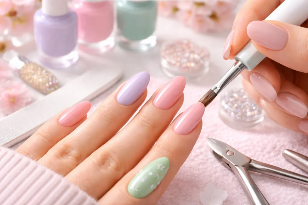 Matte vs Glossy Spring Nail Finishes 3