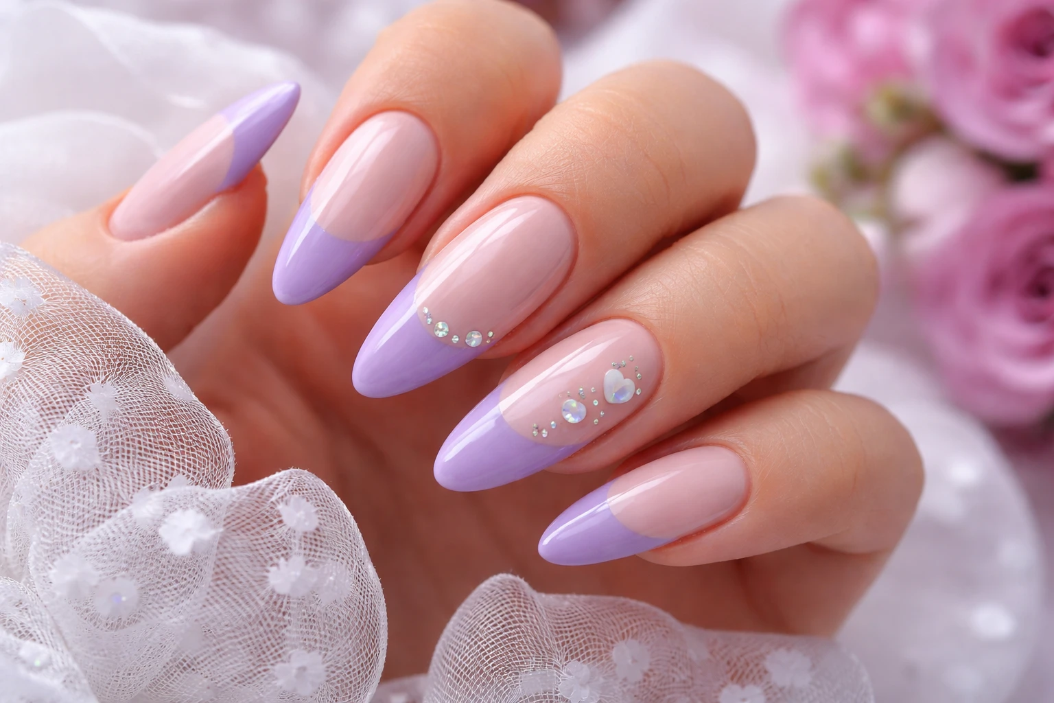 Purple French Tip Valentine Nails 2